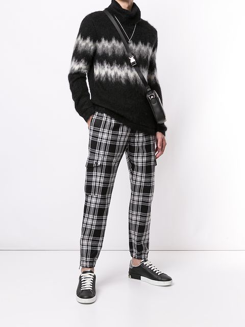 checked track pants