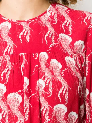 jellyfish-print wraparound dress展示图