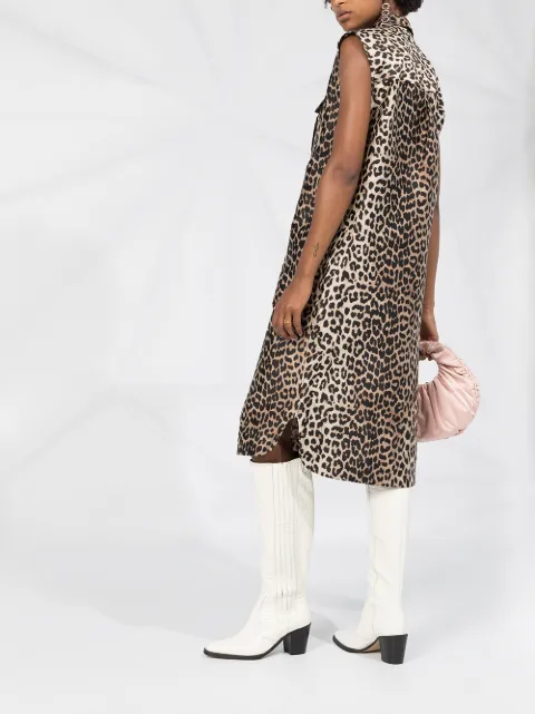 Ganni leopard print shirt dress Clearance