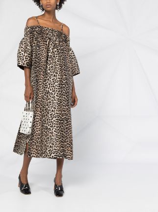 off-shoulder leopard dress展示图