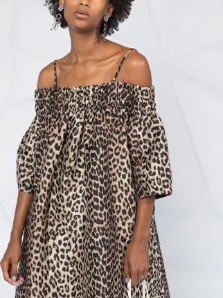 off-shoulder leopard dress展示图