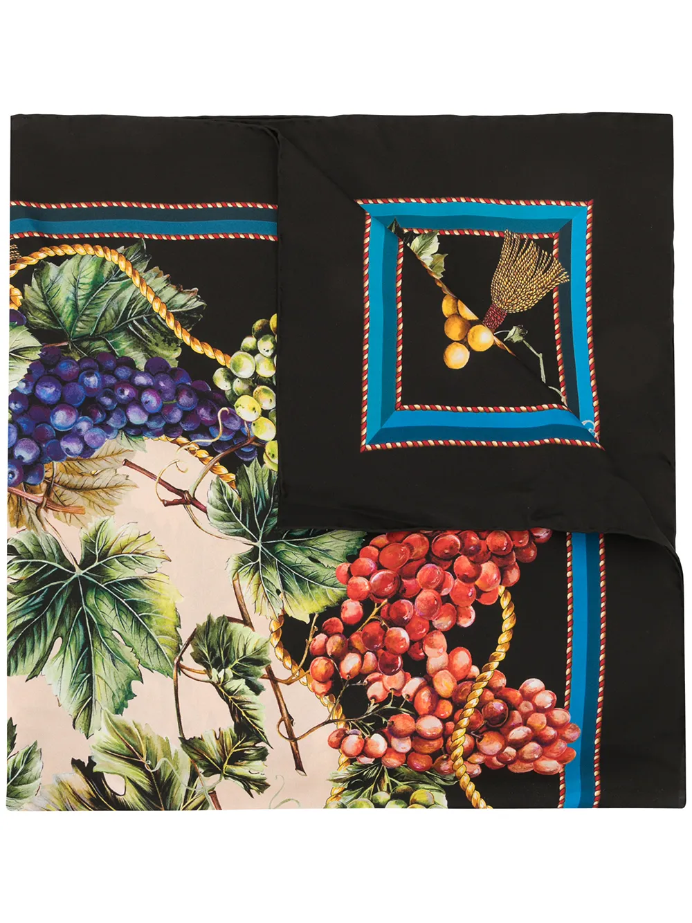 Shop black & blue Dolce & Gabbana grape-print silk scarf with Express Delivery - Farfetch