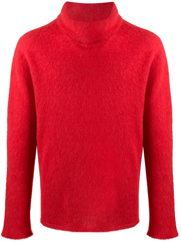 red polo neck jumper