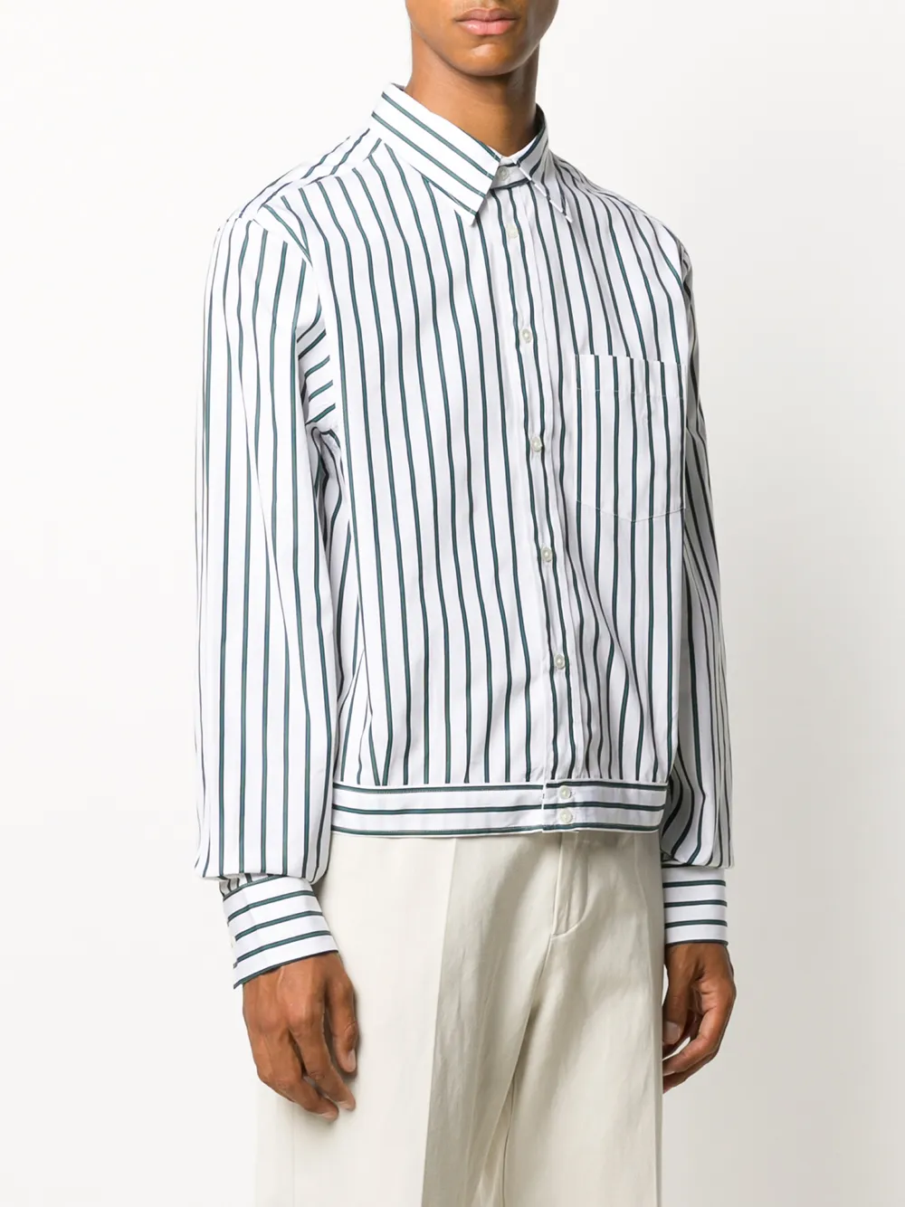  Lanvin Vertical-stripe Blouson Shirt - White 