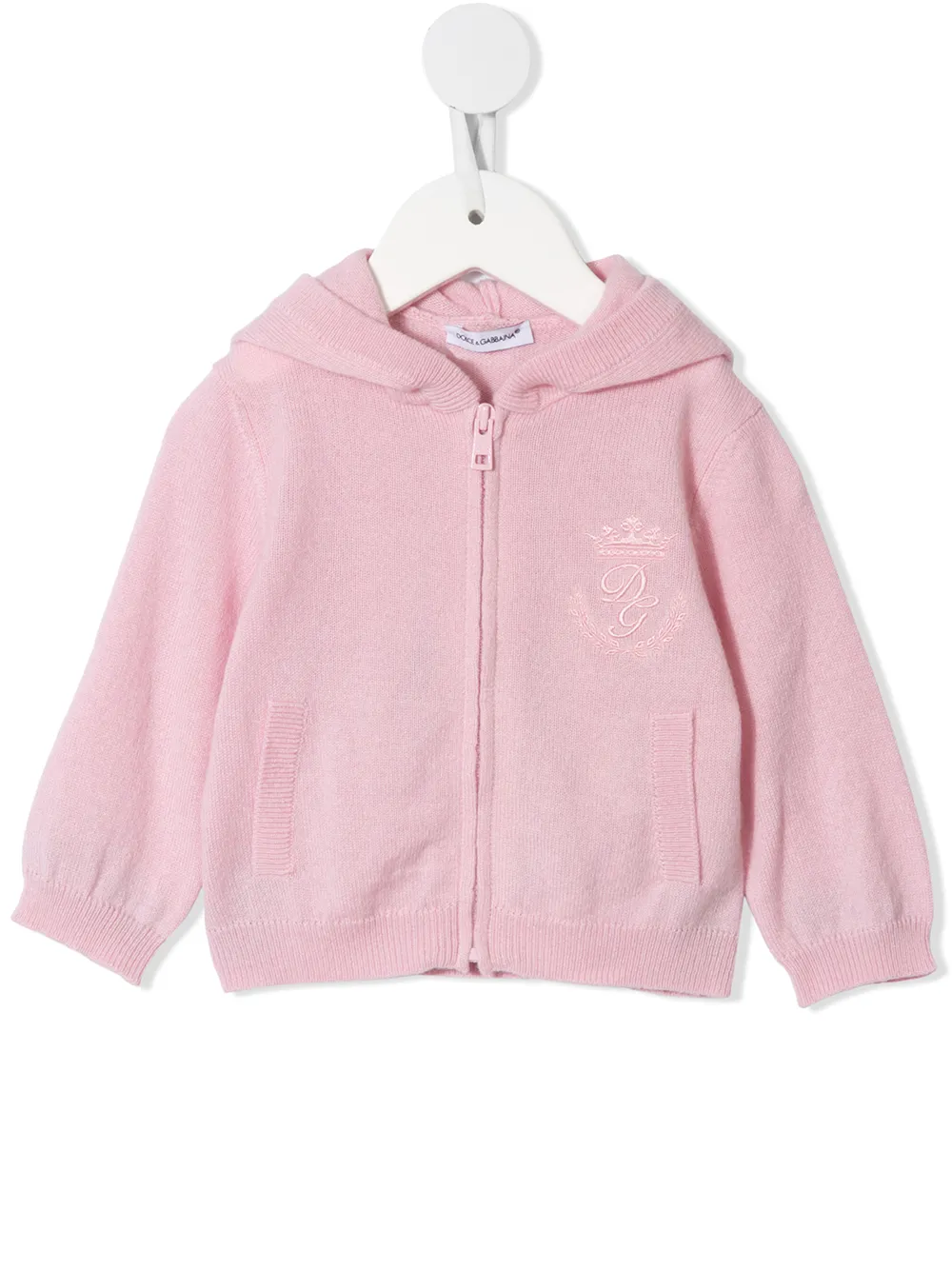 

Dolce & Gabbana Kids logo-embroidered zip-up cardigan - Pink