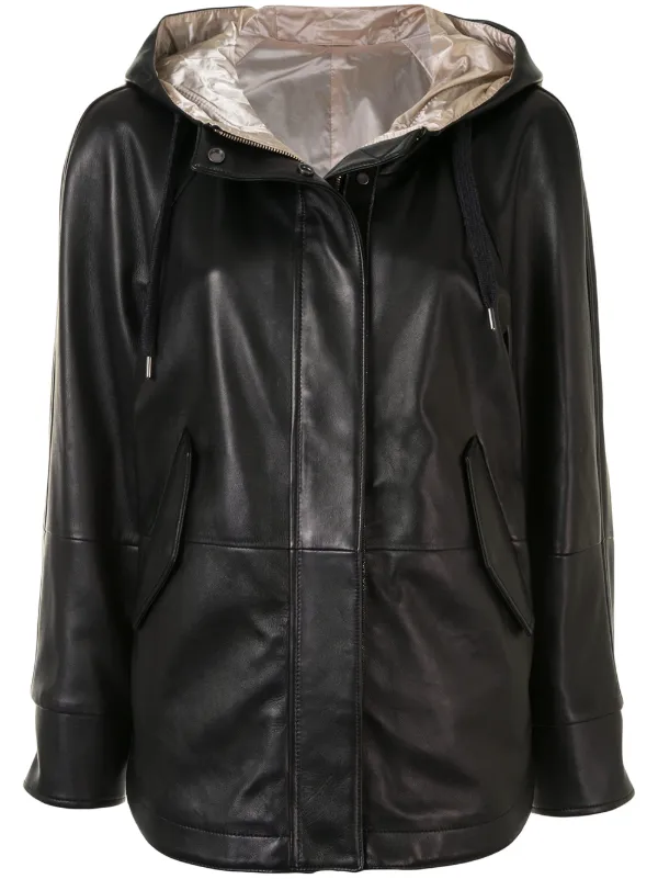 leather jacket women with hood