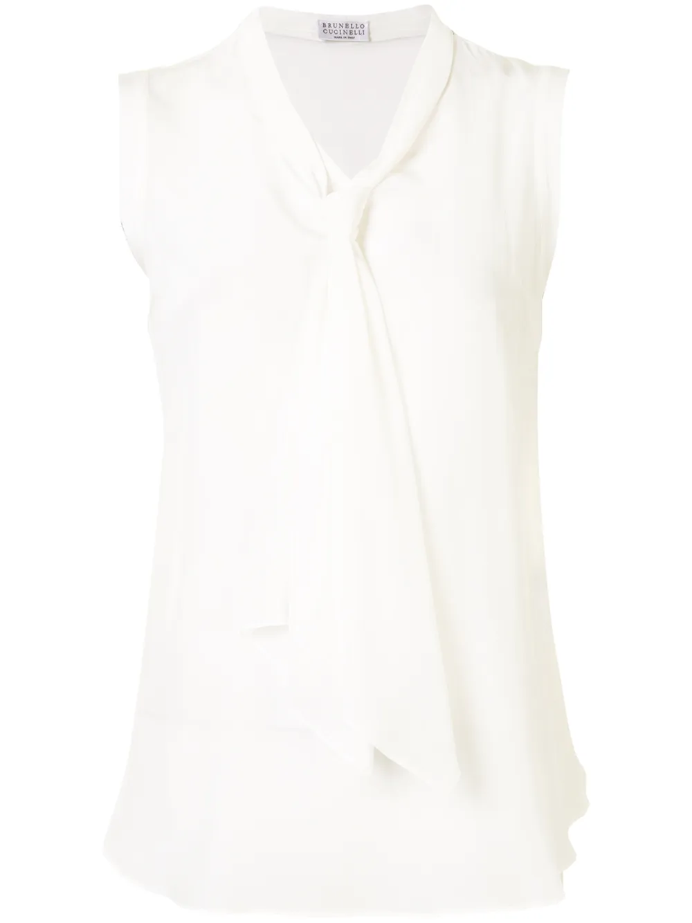 

Brunello Cucinelli blusa de seda con lazo - Blanco