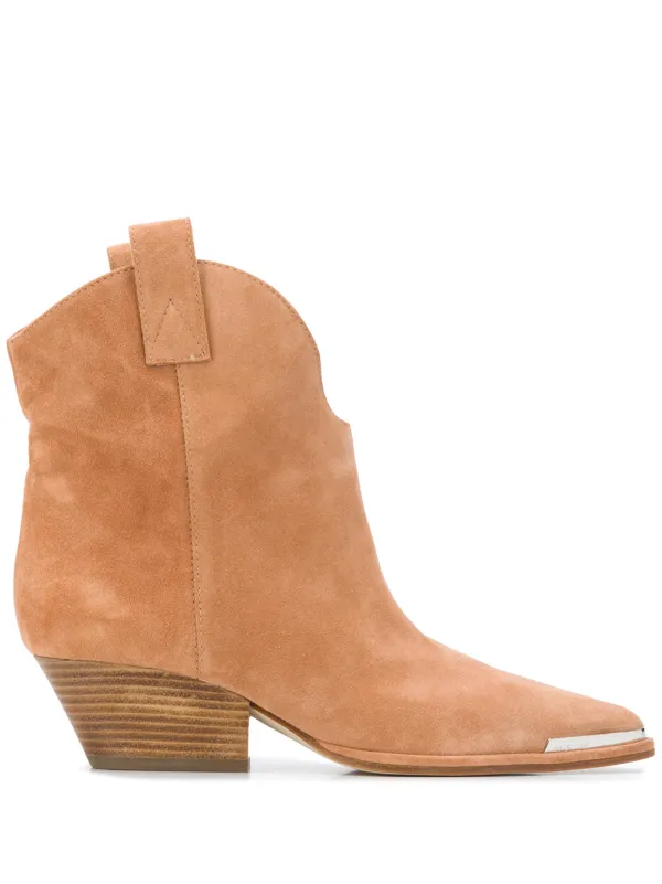 western ankle boots tan