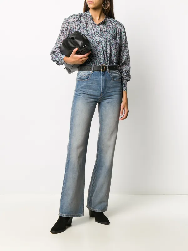 Shop azure Isabel Marant Étoile Belvira high-rise flared jeans with Express  Delivery - GiftofvisionShops
