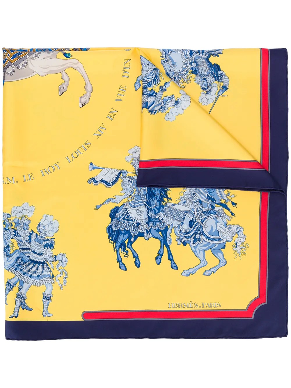 Pre-owned Hermes 1990s  Carrousel Scarf In Yellow