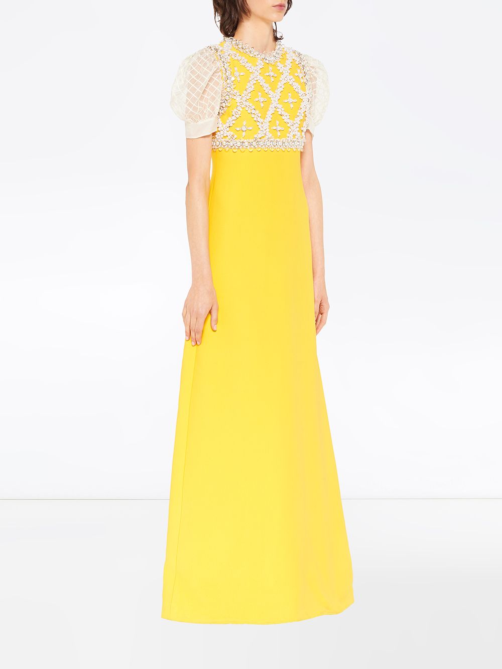 MIU MIU: long dress with bow - Yellow