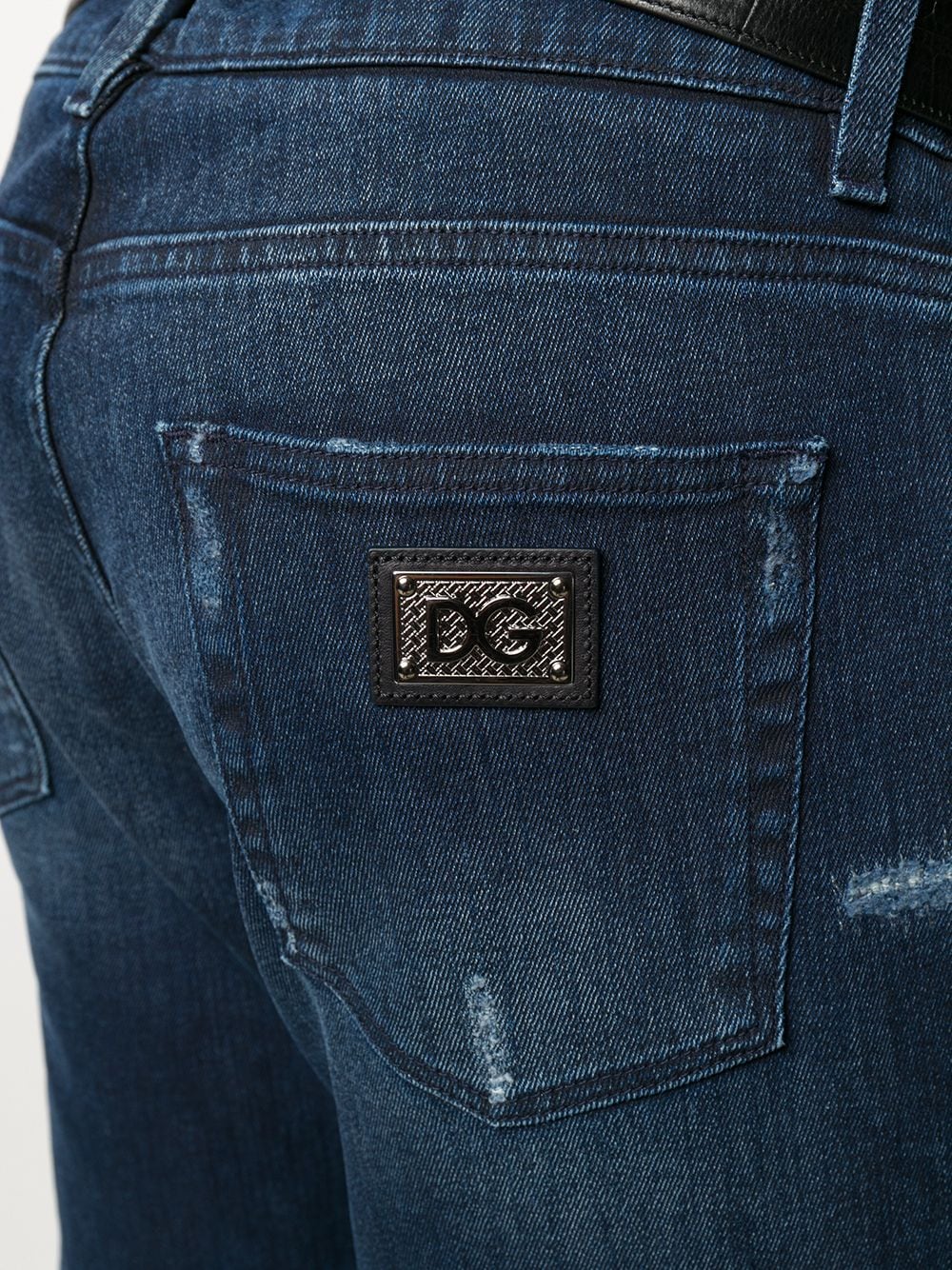 Shop Dolce & Gabbana Ripped Mid-rise Skinny Jeans In Blue