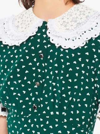 heart print embroidered collar dress展示图