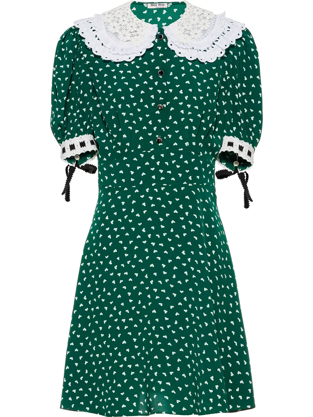 heart print embroidered collar dress 
