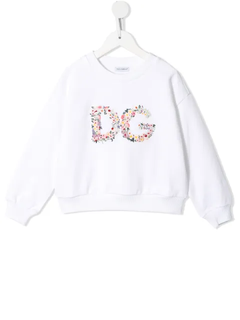 Dolce & Gabbana Kids floral-logo crew-neck sweatshirt