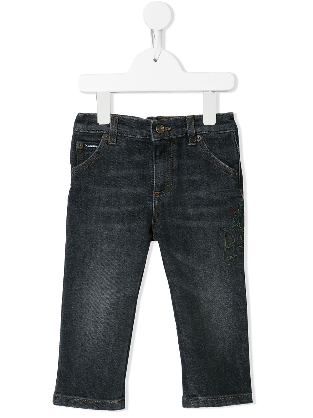 DOLCE & GABBANA EMBROIDERED LOGO JEANS