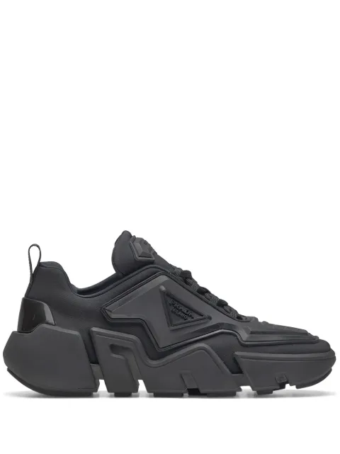 prada techno stretch sneakers on feet