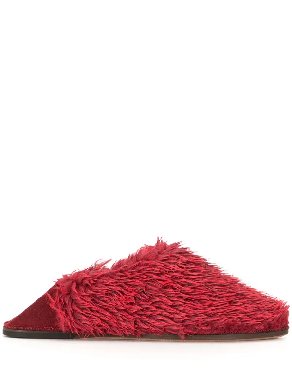 red fur slippers