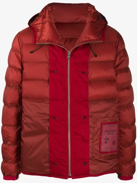 Ten C hooded contrast-panel puffer jacket