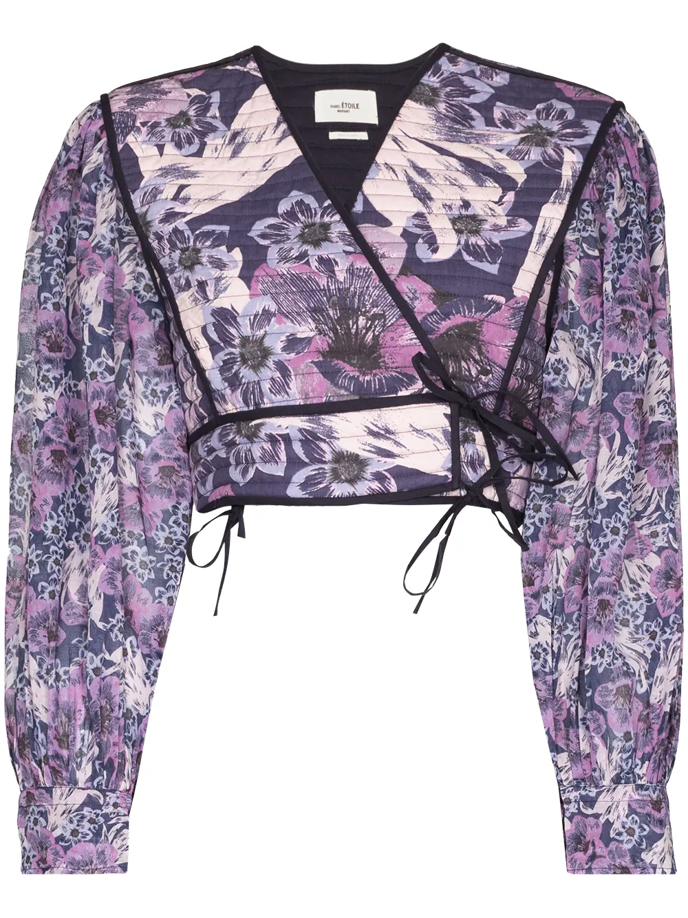 Isabel Marant Étoile Halita Floral-print Wrap Top In Purple