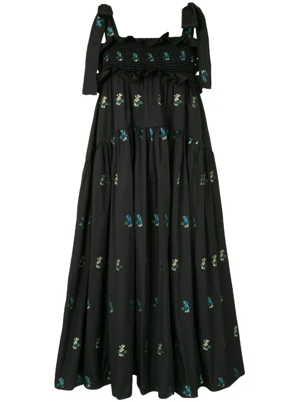 next black embroidered dress