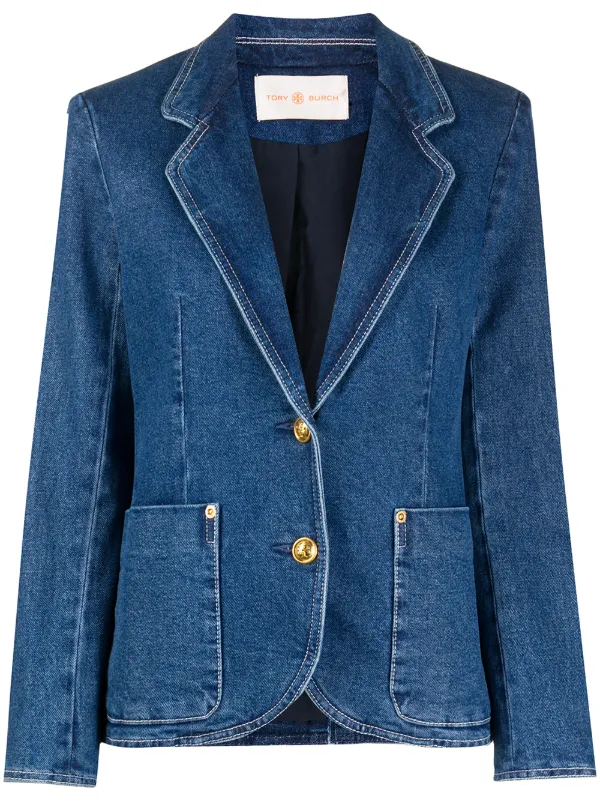 fitted denim blazer
