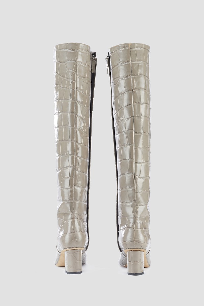 Tess 60MM Boot-neutrals #0 Tess 60MM Boot, TAUPE Furs & Skins->Calf Leather TESS - 60MM SQUARE TOE SHAFT BOOT from 3.1 Phillip Lim. - 4