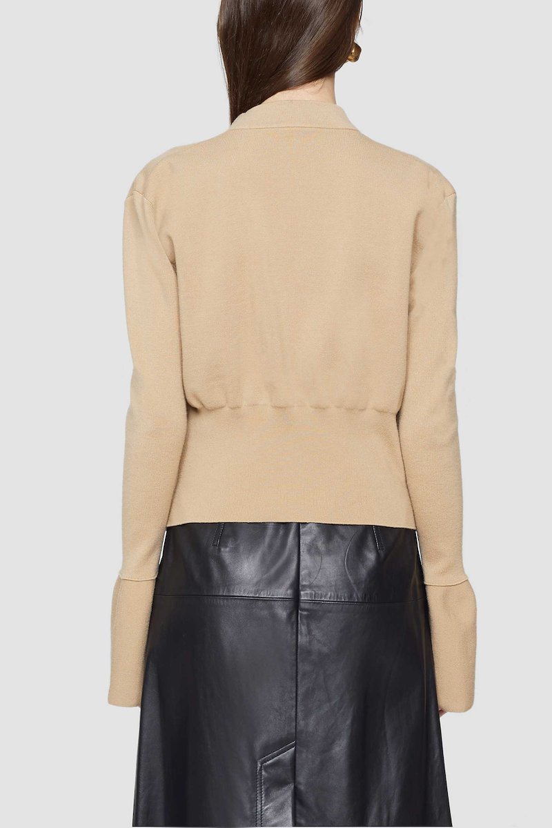 Cowl Neck Military Ribbed Sweater-neutrals #0 Cowl Neck Military Ribbed Sweater, FAWN Wool or fine animal hair->Wool LS MILITARY RIB COWL NECK PULLOVER from 3.1 Phillip Lim. - 2