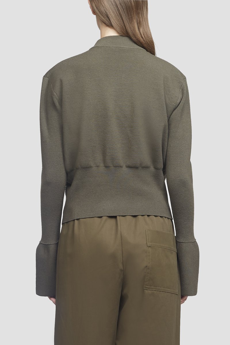 Cowl Neck Military Ribbed Sweater-green #0 Cowl Neck Military Ribbed Sweater, OLIVE Wool or fine animal hair->Wool LS MILITARY RIB COWL NECK PULLOVER from 3.1 Phillip Lim. - 2