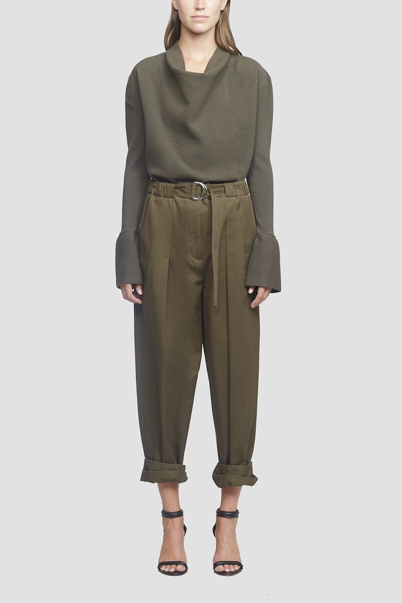 Cowl Neck Military Ribbed Sweater-green #0 Cowl Neck Military Ribbed Sweater, OLIVE Wool or fine animal hair->Wool LS MILITARY RIB COWL NECK PULLOVER from 3.1 Phillip Lim. - 4