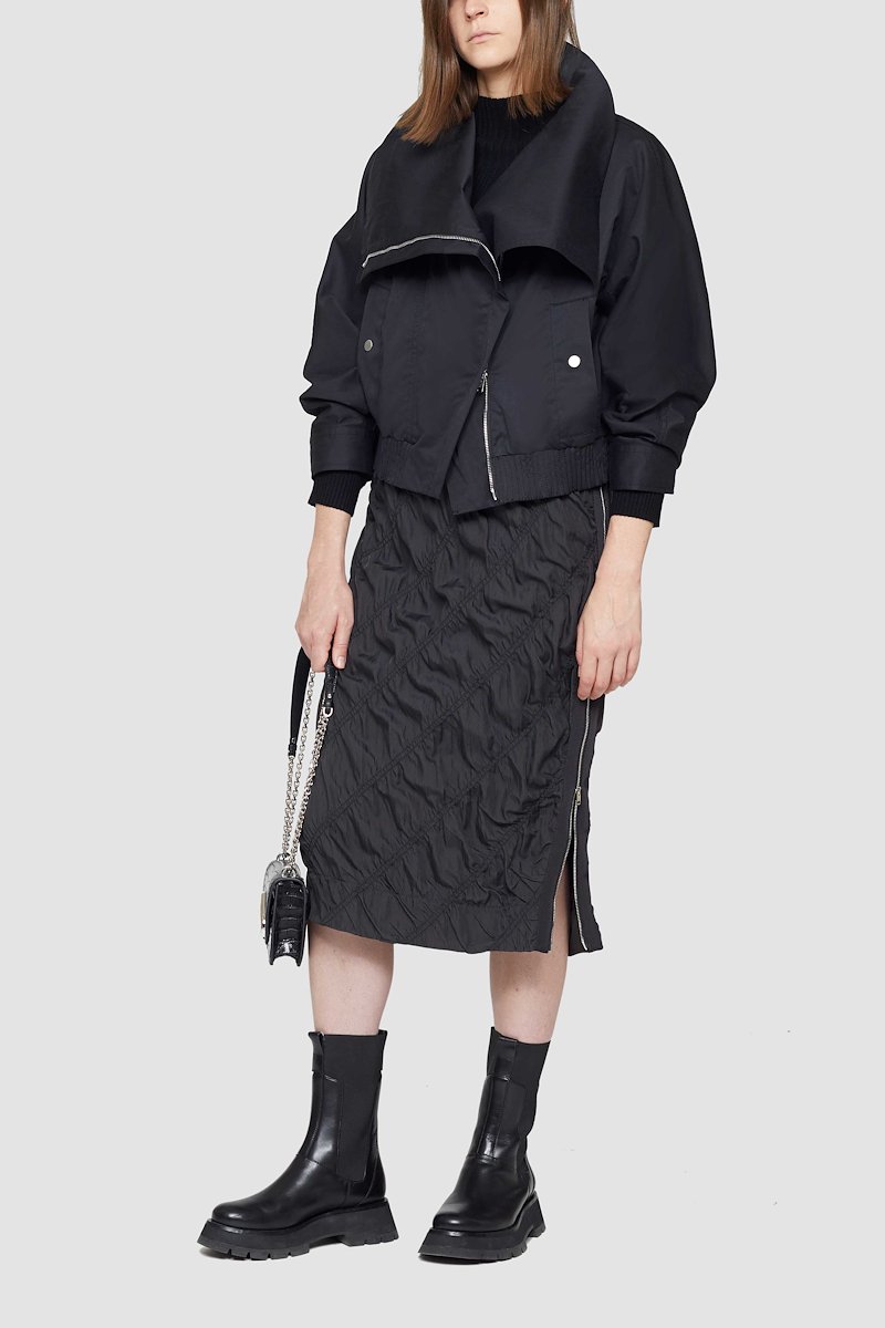 Parachute Skirt-black #1 Parachute Skirt, Black silk-blend ruched mid-length skirt from 3.1 PHILLIP LIM featuring ruched detailing, high waist, elasticated waistband, side zip fastening, fitted silhouette and mid-length.- 5