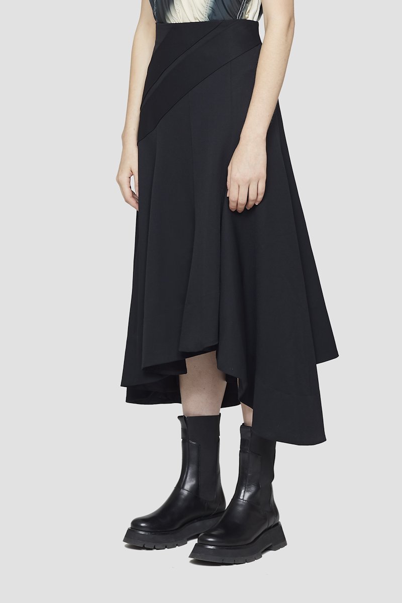 Asymmetrical Hem Skirt-black #1 Asymmetrical Hem Skirt, Black high-waisted asymmetric waist from 3.1 PHILLIP LIM featuring high waist, rear zip fastening and asymmetric design.- 1