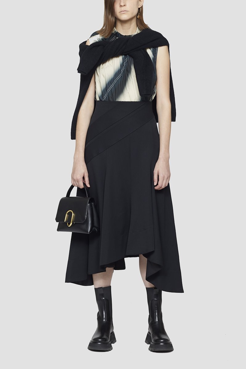 Asymmetrical Hem Skirt-black #1 Asymmetrical Hem Skirt, Black high-waisted asymmetric waist from 3.1 PHILLIP LIM featuring high waist, rear zip fastening and asymmetric design.- 3