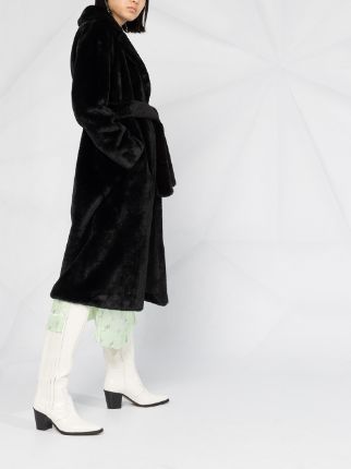 faux fur midi coat展示图