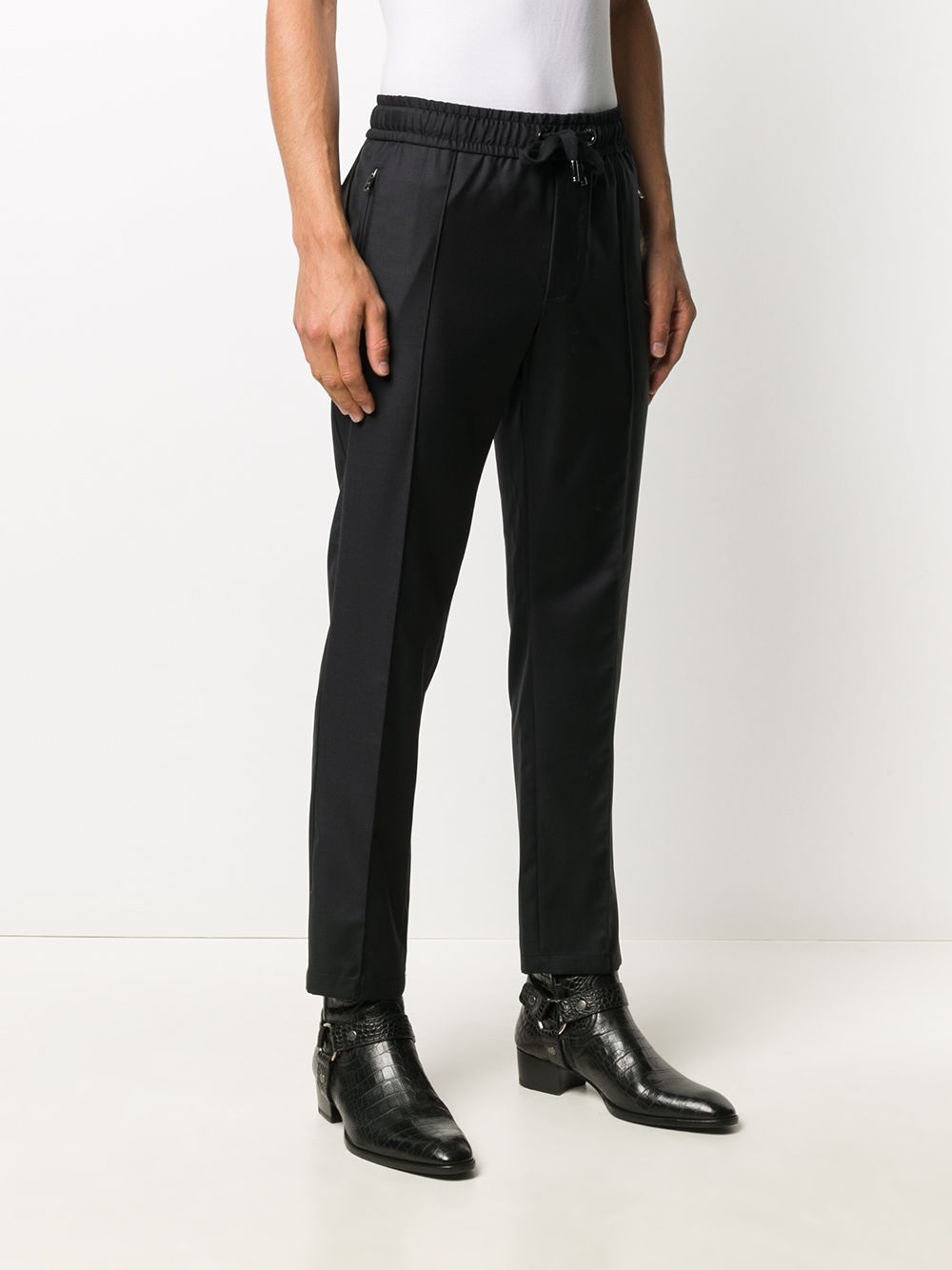 Shop Dolce & Gabbana Logo-tag Wool Track Pants In Black