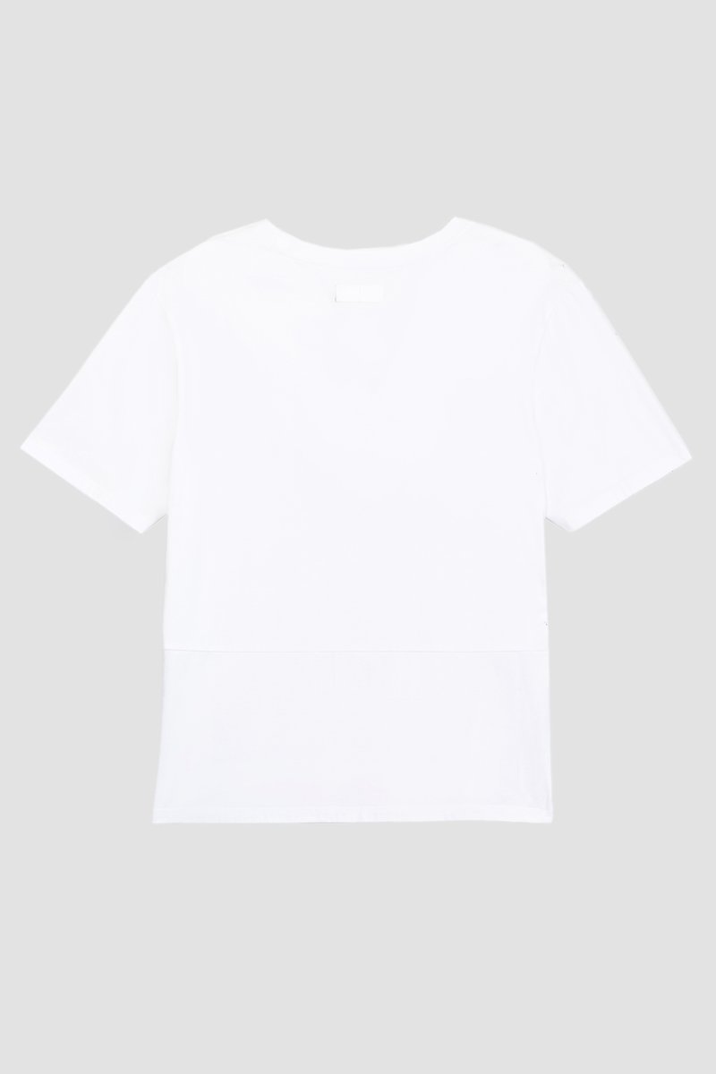 The Boxy Tee-white #1 The Boxy Tee, Optic white cotton blend Essential T-shirt from 3.1 PHILLIP LIM featuring patchwork design, logo patch to the front, round neck, short sleeves and straight hem.- 5