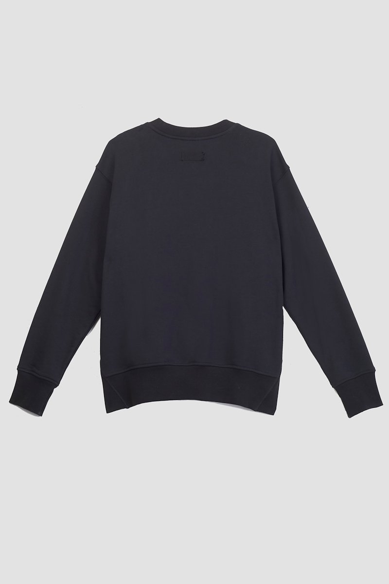 The Everyday Crew Sweatshirt-black #1 The Everyday Crew Sweatshirt, True black cotton Everyday sweatshirt from 3.1 PHILLIP LIM featuring ribbed detailing, logo patch to the front, crew neck, long sleeves, elasticated cuffs and straight hem.- 5