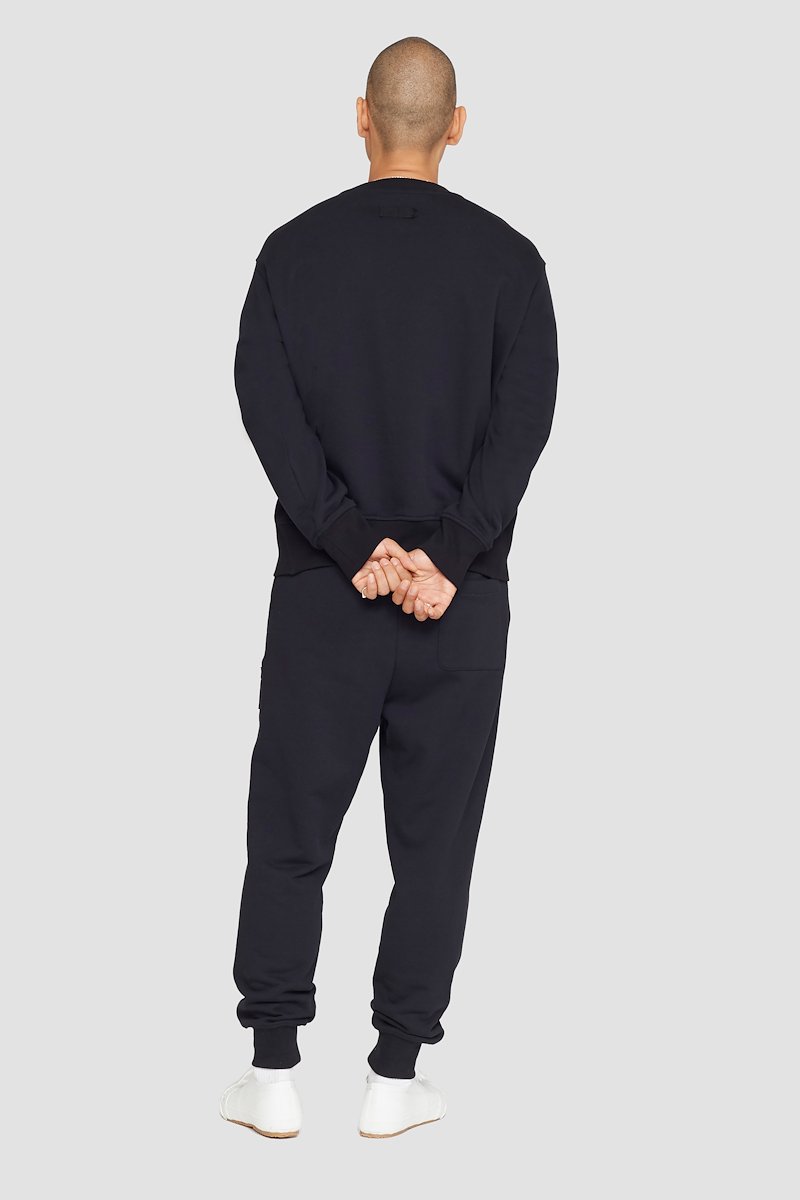 The Everyday Crew Sweatshirt-black #0 The Everyday Crew Sweatshirt, True black cotton Everyday sweatshirt from 3.1 PHILLIP LIM featuring ribbed detailing, logo patch to the front, crew neck, long sleeves, elasticated cuffs and straight hem.- 2