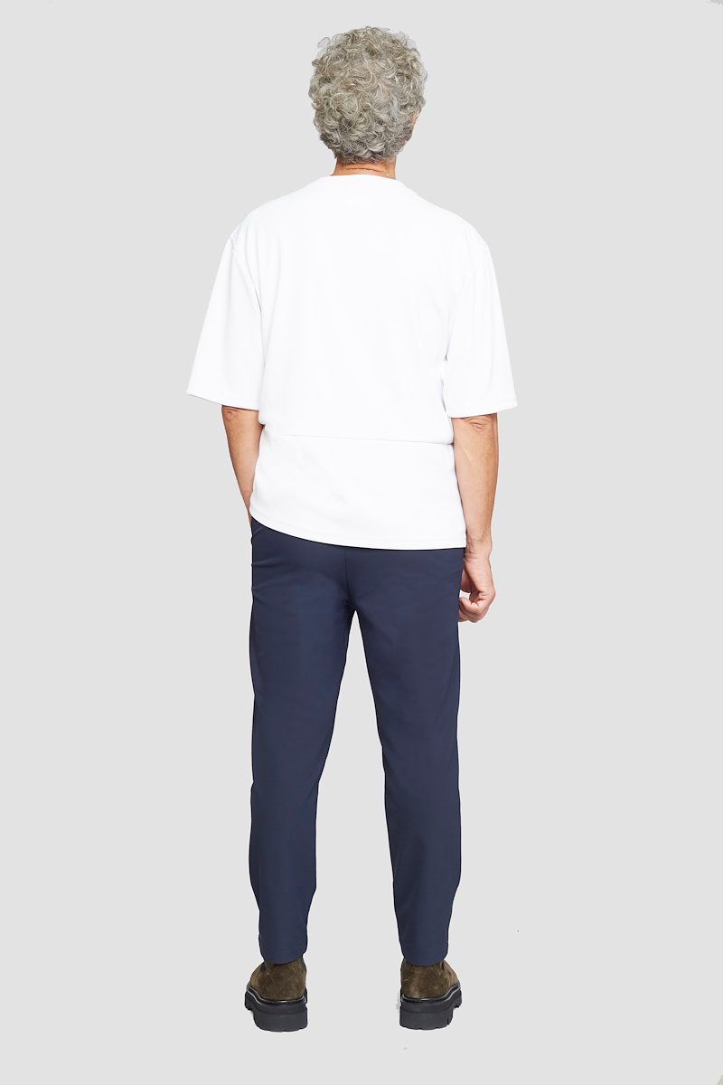 The Saddle Trouser-blue #0 The Saddle Trouser, Navy blue mid-rise tapered trousers from 3.1 PHILLIP LIM featuring mid-rise, belt loops, concealed front fastening, two side slit pockets and two rear button-fastening jetted pockets.- 2