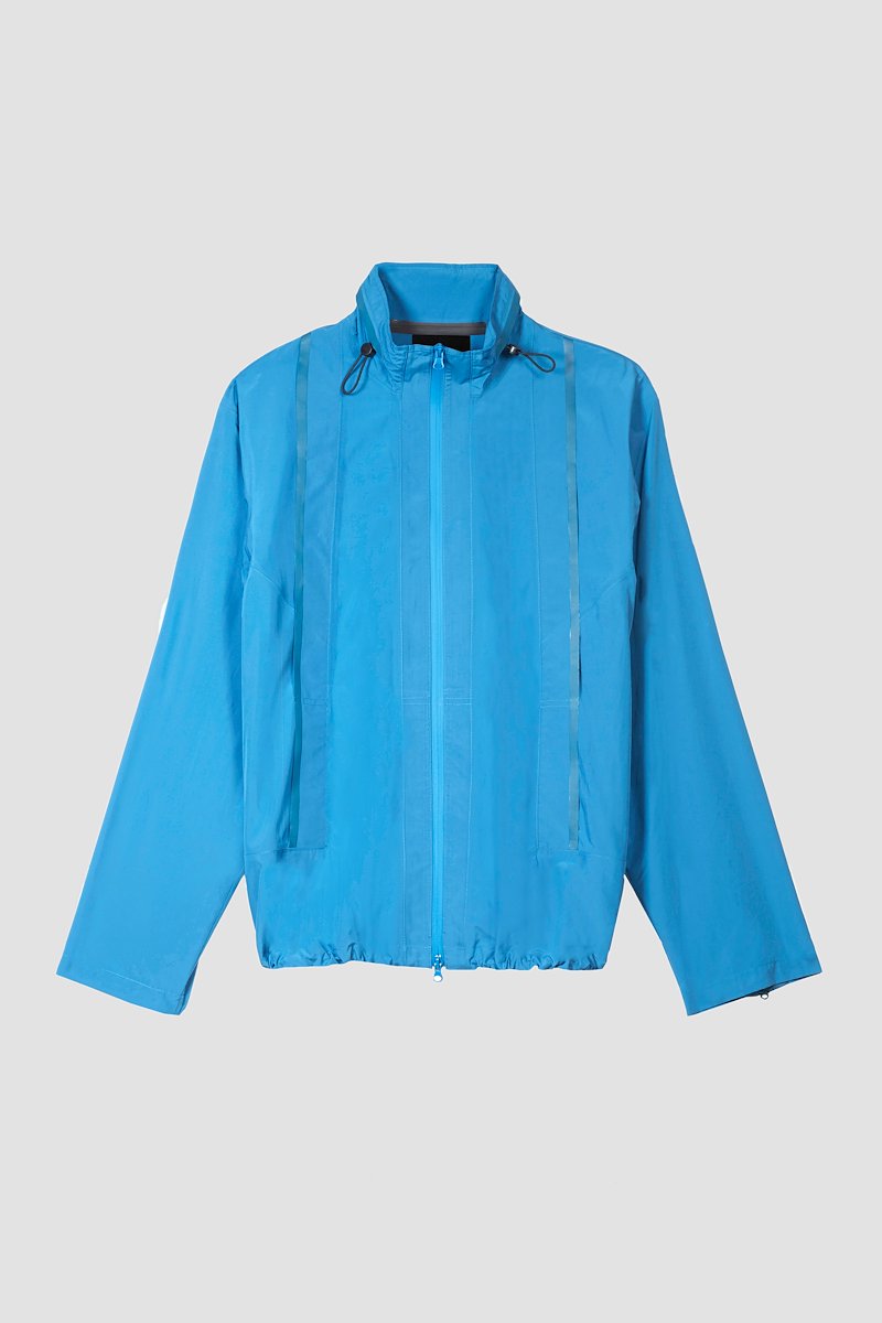 The Win-Breaker-blue #0 The Win-Breaker, Peacock blue drawstring-fastening jacket from 3.1 PHILLIP LIM featuring cuff zips, drawstring hem, drawstring neck, stand-up collar, front zip fastening, long sleeves and two zip-fastening pockets.- 4