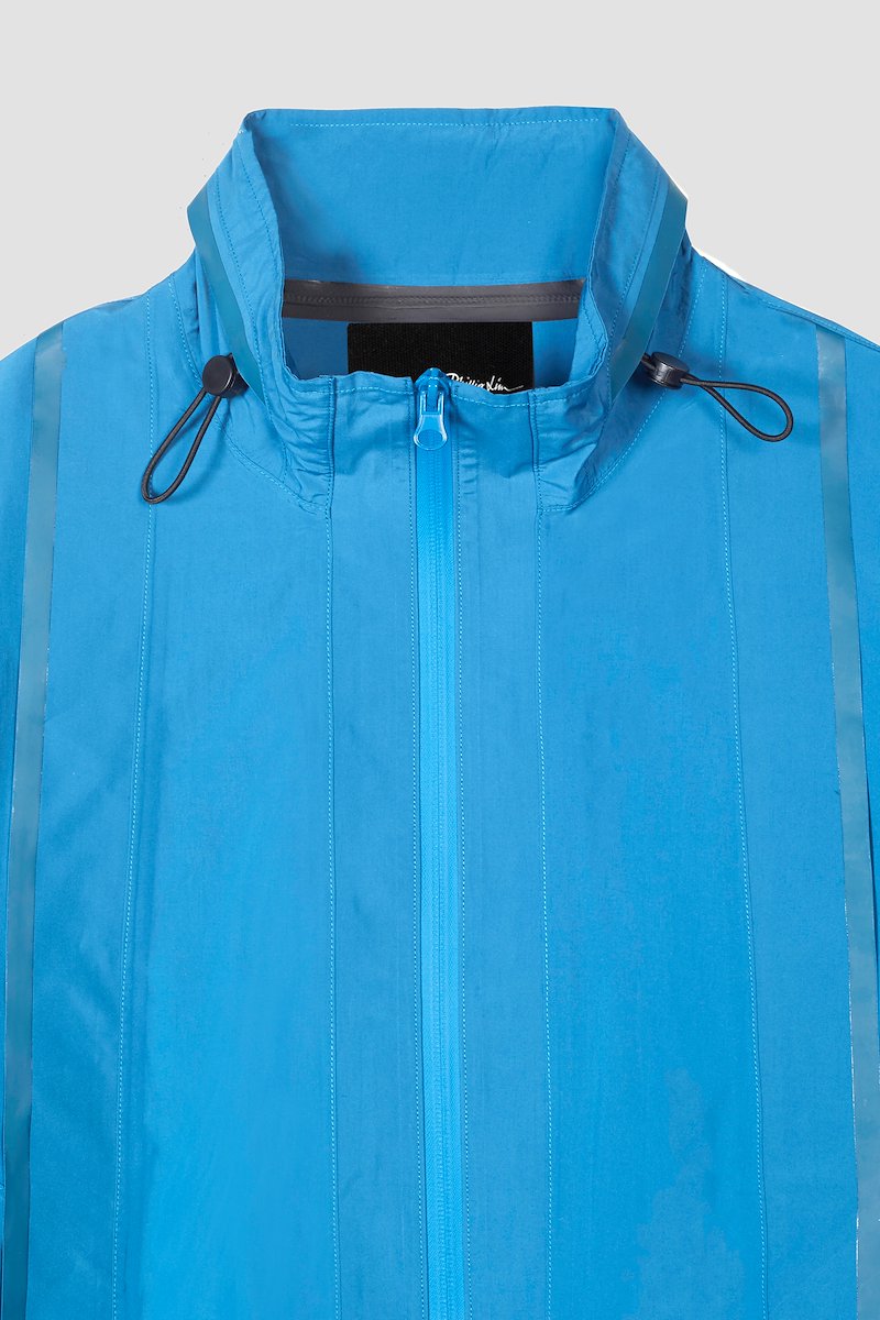 The Win-Breaker-blue #0 The Win-Breaker, Peacock blue drawstring-fastening jacket from 3.1 PHILLIP LIM featuring cuff zips, drawstring hem, drawstring neck, stand-up collar, front zip fastening, long sleeves and two zip-fastening pockets.- 6