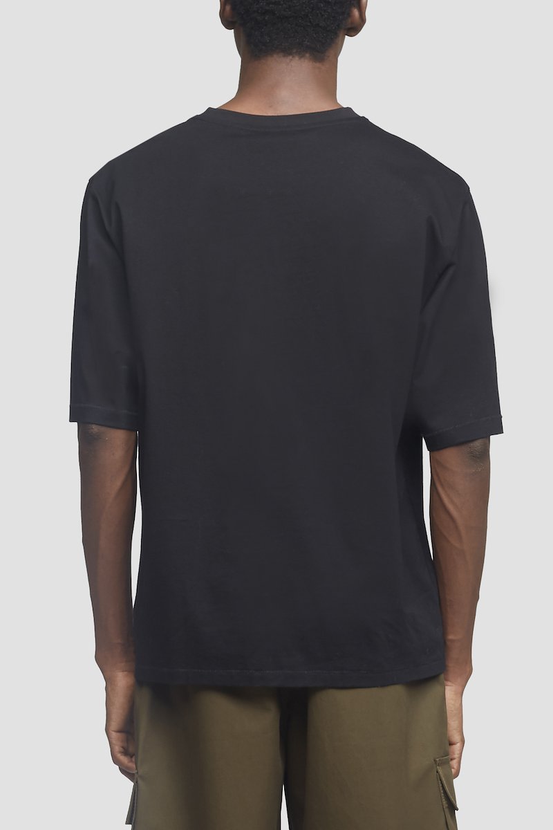 Oversized Boxy T-Shirt-black #0 Oversized Boxy T-Shirt, Black cotton-blend logo patch boxy T-shirt from 3.1 PHILLIP LIM featuring logo patch to the side, crew neck, short sleeves, drop shoulder and straight hem.- 2