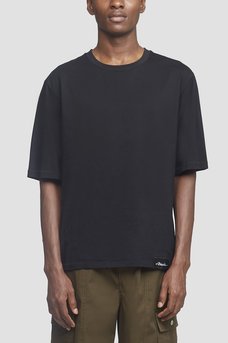 Oversized Boxy T-Shirt-black #0 Oversized Boxy T-Shirt, Black cotton-blend logo patch boxy T-shirt from 3.1 PHILLIP LIM featuring logo patch to the side, crew neck, short sleeves, drop shoulder and straight hem.- 0