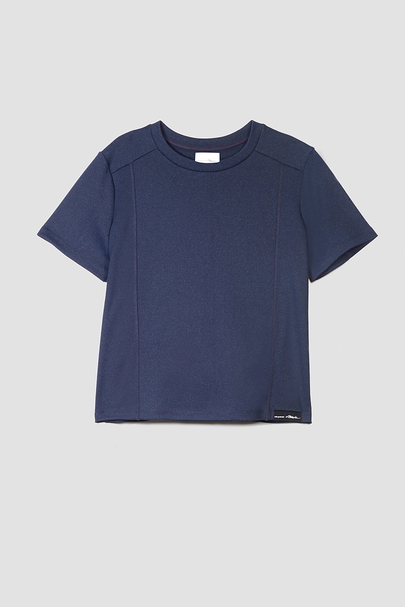 The Boxy Tee-blue #0 The Boxy Tee, Black cotton-blend Essential SS jersey T-shirt from 3.1 PHILLIP LIM featuring seam detailing, logo patch to the rear, crew neck and short sleeves.- 4