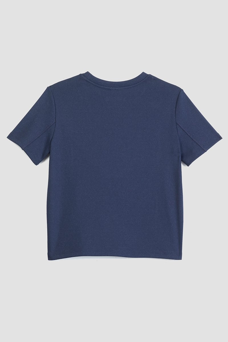 The Boxy Tee-blue #1 The Boxy Tee, Black cotton-blend Essential SS jersey T-shirt from 3.1 PHILLIP LIM featuring seam detailing, logo patch to the rear, crew neck and short sleeves.- 5