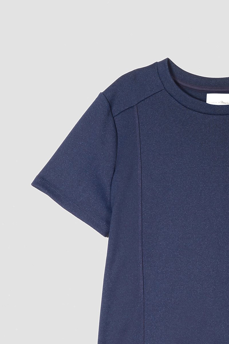 The Boxy Tee-blue #0 The Boxy Tee, Black cotton-blend Essential SS jersey T-shirt from 3.1 PHILLIP LIM featuring seam detailing, logo patch to the rear, crew neck and short sleeves.- 6