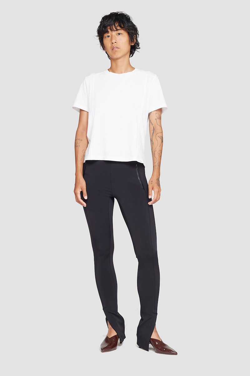 The Boxy Tee-white #0 The Boxy Tee, White cotton-blend Essential jersey T-shirt from 3.1 PHILLIP LIM featuring seam detailing, logo patch to the rear, crew neck, short sleeves and FUZE BIOTECH technology.- 0