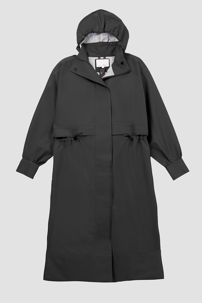 The Essential Parka-black #0 The Essential Parka, Black Essential hooded parka coat from 3.1 PHILLIP LIM featuring drawstring hood, stand-up collar, long sleeves, storm flap, drawstring waist, concealed front button fastening, wind-resistant and water-resistant.- 4