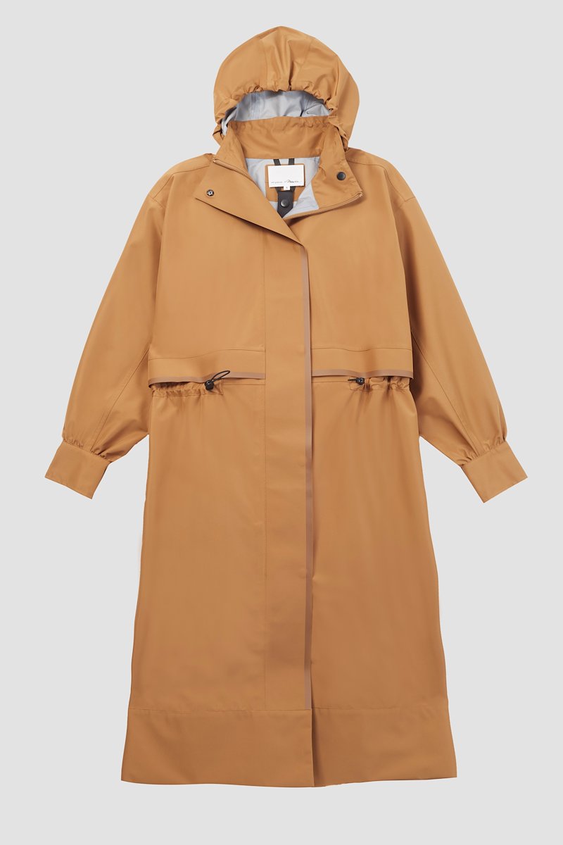 The Essential Parka-neutrals #0 The Essential Parka, Camel brown Essential hooded parka coat from 3.1 PHILLIP LIM featuring water-resistant, wind-resistant, storm flap, drawstring hood, stand-up collar, long sleeves, drawstring waist, concealed front button fastening and FUZE BIOTECH technology.- 4