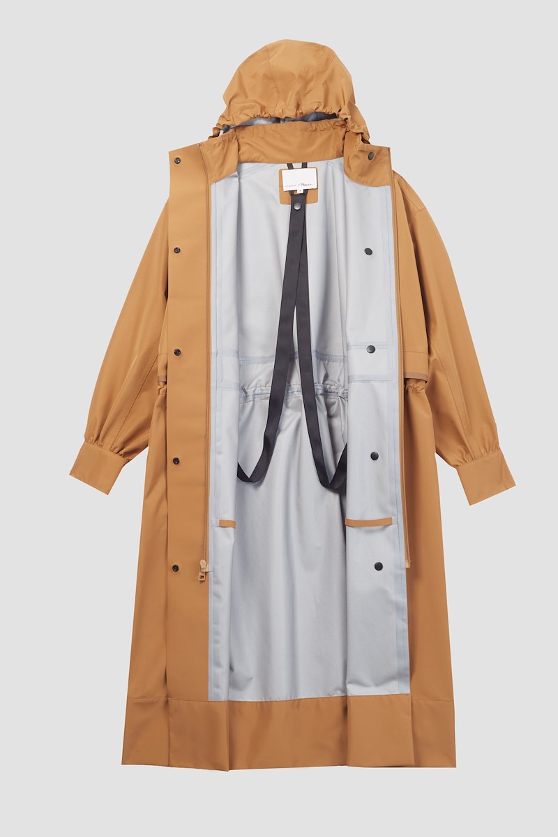 The Essential Parka-neutrals #0 The Essential Parka, Camel brown Essential hooded parka coat from 3.1 PHILLIP LIM featuring water-resistant, wind-resistant, storm flap, drawstring hood, stand-up collar, long sleeves, drawstring waist, concealed front button fastening and FUZE BIOTECH technology.- 6
